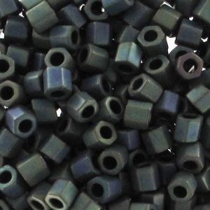 Toho Hex Cut 8/0 TH08-84F- Frosted Metallic Iris Green/Brown x8g