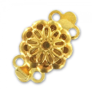 Fermoir 2 rangs décor fleur 14x9 mm Doré à l'or fin x1
