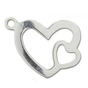 Breloque coeurs 17x13 mm en Argent 925 x1