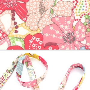 Biais en tissu Liberty - Mauvey - Rose x1m