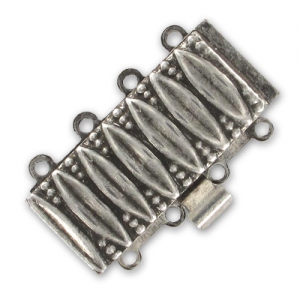Fermoir 4 rangs 25x15 mm argenté vieilli x1