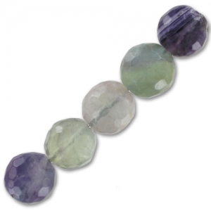 Perles Rondes facettées 10 mm pierre gemme Fluorite x5