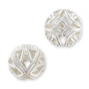 Boules filigranées 12 mm argenté x4