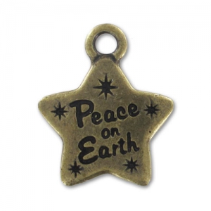 Breloque étoile Peace on Earth 19 mm bronze x1