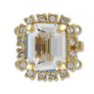 Fermoir 2 rangs 17 mm cabochon PureCrystal Crystal/doré x1