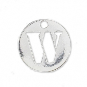 Breloque ronde lettre W - 8.5 mm en Argent 925 x1