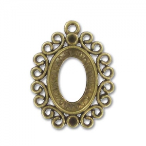 Médaillon strass pour cabochon 18x13 mm gold bronze x1