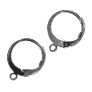 Dormeuses créoles forme ronde avec anneau ouvert 12 mm - Black nickel x2