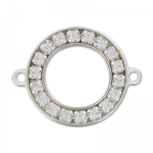 Intercalaire strass rond 2 anneaux 15,5 mm en Argent 925 x1