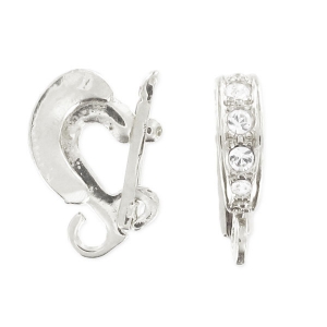 Attache pendentif strassé à clipser 11 mm rhodié