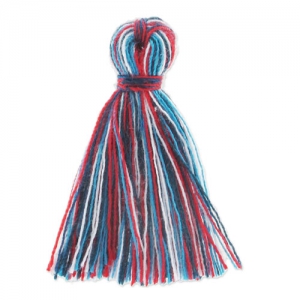Pompon imitation coton 27-30 mm Bleu/Rouge