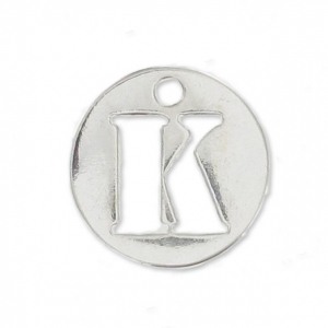 Breloque ronde lettre K - 8.5 mm en Argent 925 x1