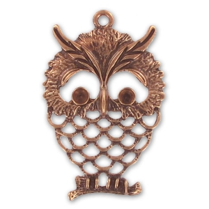 Pendentif hibou 55 mm cuivré x1