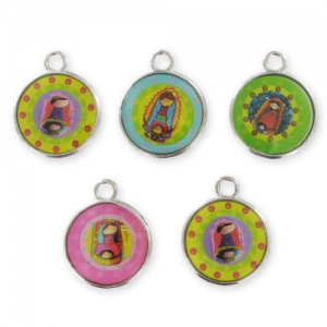 Breloques Vierges résine époxy 24 mm argenté x5