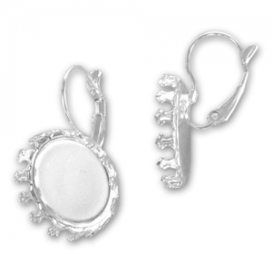 Dormeuses porte-cabochon loupe 18 mm argenté x2