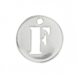 Breloque ronde lettre F - 8.5 mm en Argent 925 x1