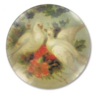 Cabochon plat décoré 25 mm Oiseaux x1