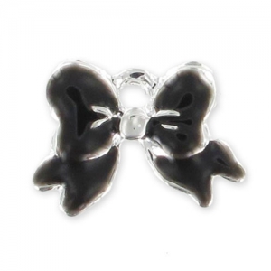 Breloque noeud résine époxy 11 mm Noir x1