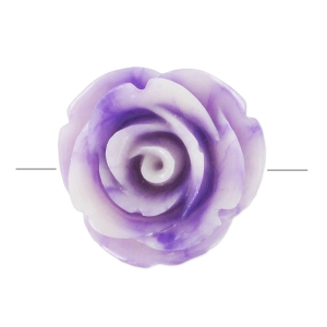 Perle fleur 20 mm en synthétique - Marbré Violet - Crème x1