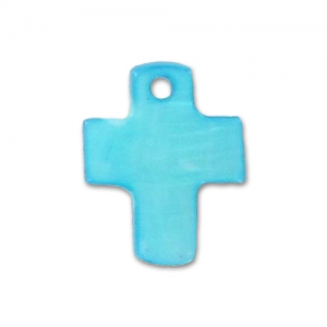 Croix en Nacre 12x8 mm Turquoise x10