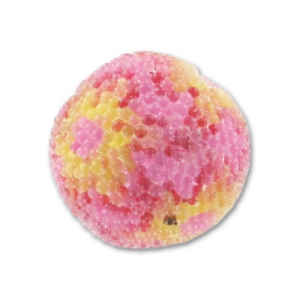 Perle ronde incrustée de perles motif fleur 14 mm Rose x1