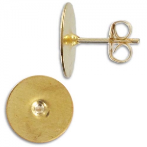 Clous d'oreilles disque 10 mm pour cabochon - Gold filled (or laminé) x2