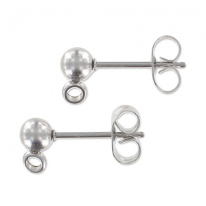Clous d'oreilles boule  4 mm Acier inoxydable 304 x2