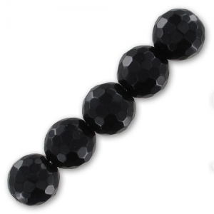 Perles Rondes facettées 10 mm en pierre gemme Onyx Noir x5