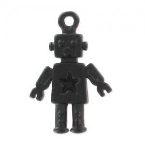 Breloque robot 18x12 mm - Black satiné x1