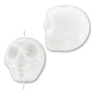 Tête de mort en céramique 13x11 mm Blanc x1