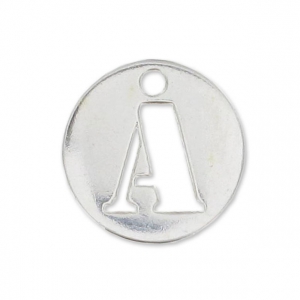 Breloque ronde lettre A - 8.5 mm en Argent 925 x1
