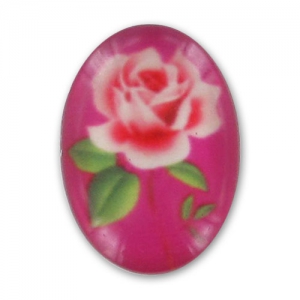Cabochon fleuri 18x13 mm Fuchsia x1
