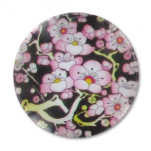 Cabochon plat décoré 20 mm Fleurs Cerisier x1