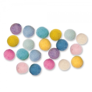 Assortiment de perles en laine feutrée 15 mm Pastel x20