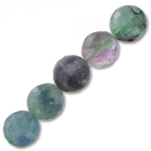 Perle Ronde facettée 12 mm pierre gemme Fluorite x1