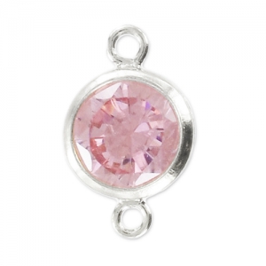 Intercalaire 2 anneaux 11x6 mm Oxyde de Zirconium Light Rose/Argent 925 x1