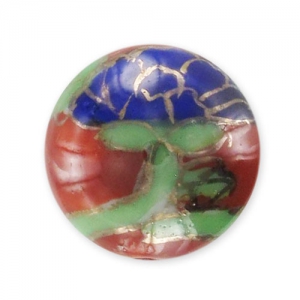 Ronde céramique 14 mm Bleu/Rouille x1