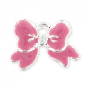 Breloque noeud résine époxy 11 mm Rose x1