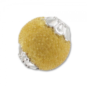 Perle ronde incrustée de perles avec coupelles 15 mm Jaune x1