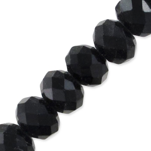 Perles rondelles facettées - rondes aplaties -6x4 mm Jet x40cm