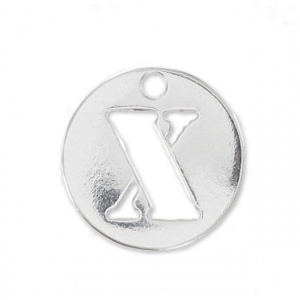 Breloque ronde lettre X - 8.5 mm en Argent 925 x1