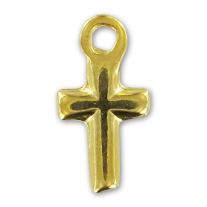 Breloques croix relief 13 mm doré à l'or fin x5