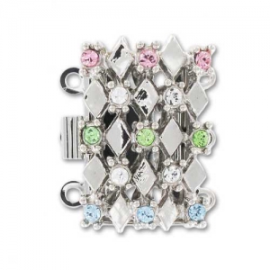 Fermoir 3 rangs strass PureCrystal 20mm Multicolore/rhodiéx1