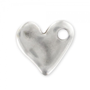 Breloque coeur 15 mm Placage Argent fin vieilli x1