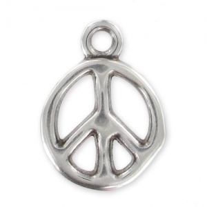 Breloque irrégulière peace 18 mm Placage Argent fin vieilli x1