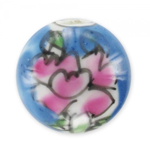 Ronde céramique 16 mm Rose/Bleu x1