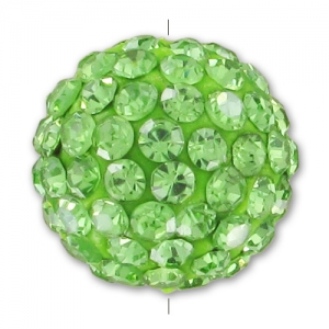 Ronde plasticine strass Coréen 14 mm Peridot x1