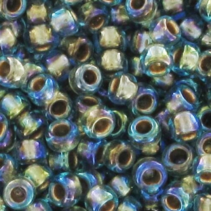 Rocaille Toho 15/0 TO15R995 - Raimbow Aqua Gold Lined x8g