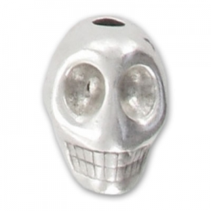 Tête de mort 18 mm Placage Argent fin vieilli x1