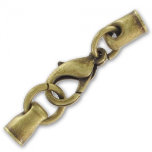 Fermoir mousqueton 12 mm attache cordon 3 mm bronze x1